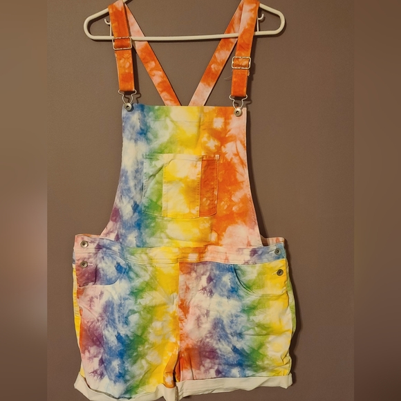 Target Other - Target Pride line tie dye rainbow overalls